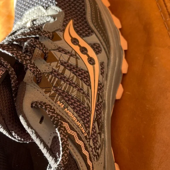 Saucony Excursion Trail Running Women’s Black and Peachy Pink Athletic Shoes - Picture 11 of 13